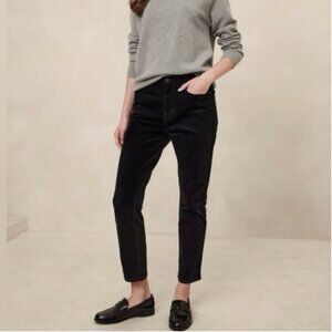 Banana Republic Black high-rise ankle-length petite slim corduroy pants